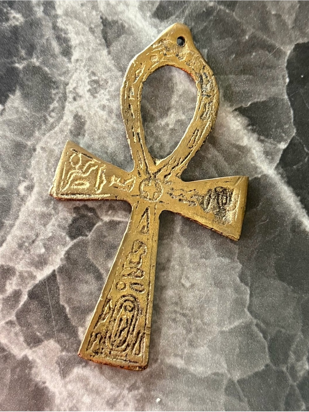 Gold Ankh Pendant Necklace — Egyptian Symbolic Jewelry Spiritual Bohemian Brass
